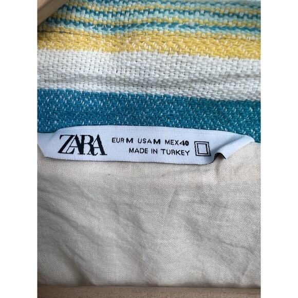 Zara Southwester Stripe Woven Cotton Full Oil Jacket Unisex Medium - Picture 4 of 5